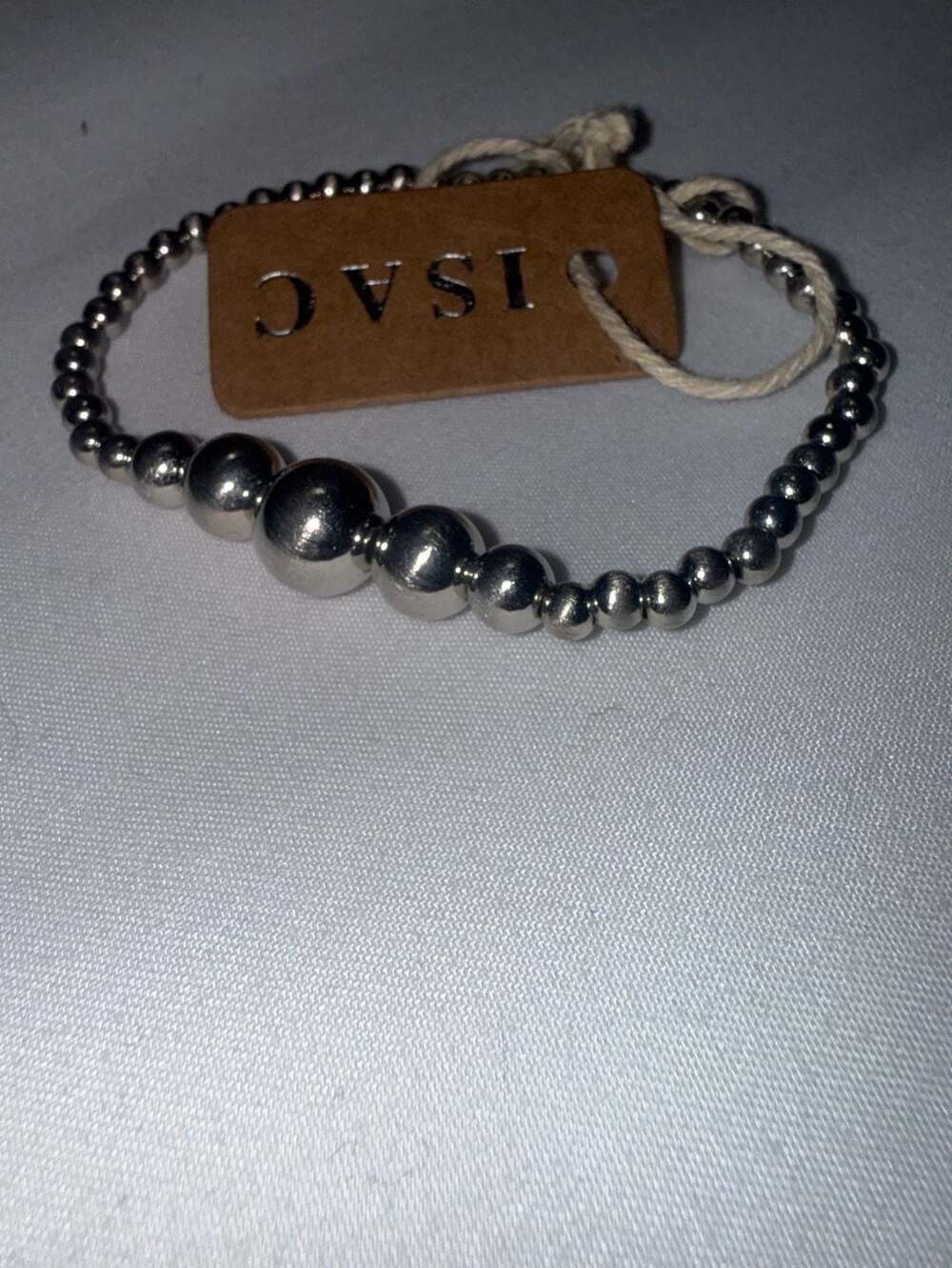 Isac Silver-Tone Graduated Bead Stretch Bracelet